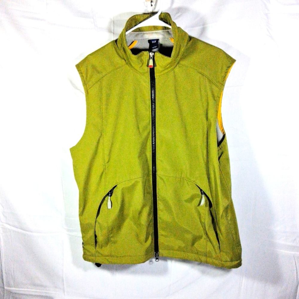 Gap Vintage L Y2k Full Zip Avocado Green Fleece Lined Sporty Vest